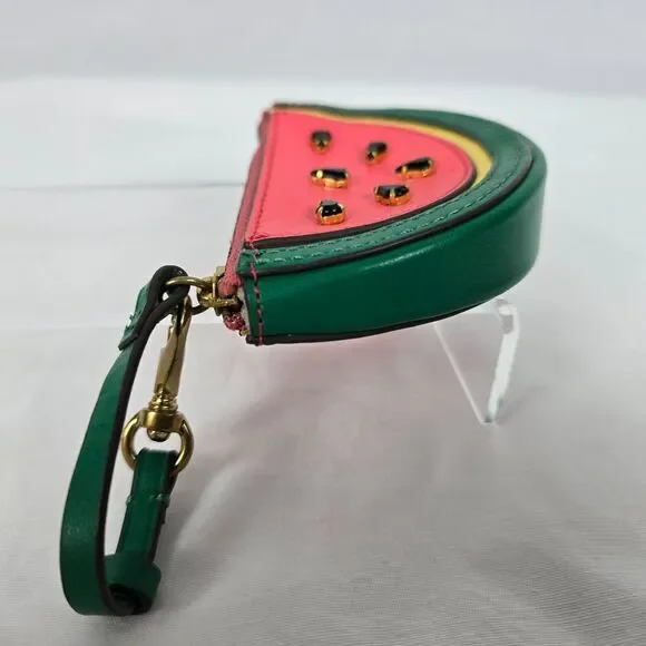 J. Crew Coin Wristlet Pouch Watermelon Red Yellow Green Black 5" x 3" - Picture 6 of 12